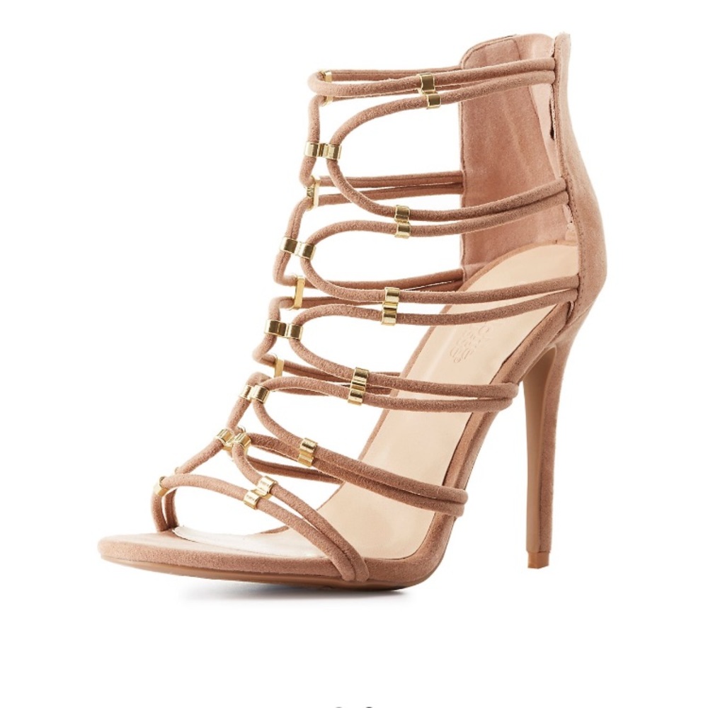 Olive green caged heels
